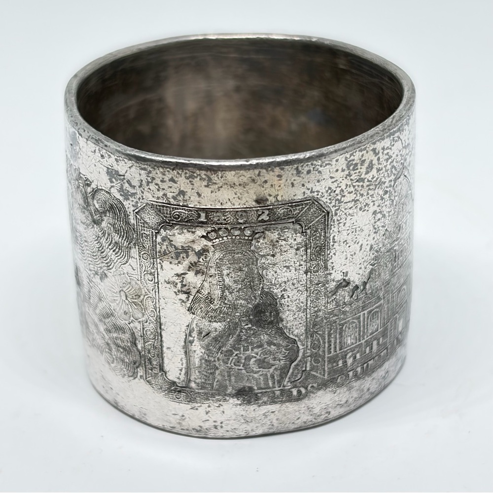 Antique 1892 Chicago World Fair Columbian Exposition Metal Souvenir NAPKIN RING